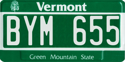 VT license plate BYM655