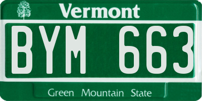 VT license plate BYM663