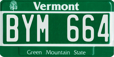 VT license plate BYM664