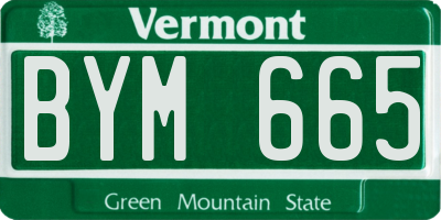 VT license plate BYM665