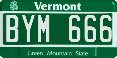 VT license plate BYM666
