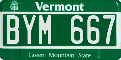 VT license plate BYM667