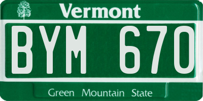VT license plate BYM670