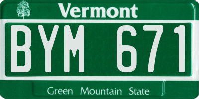 VT license plate BYM671