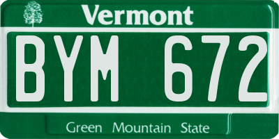 VT license plate BYM672