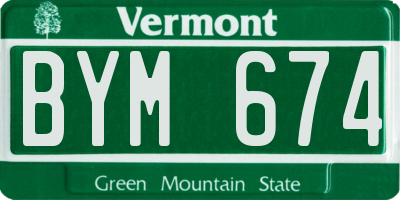 VT license plate BYM674