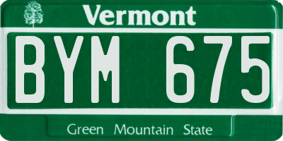 VT license plate BYM675