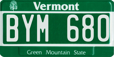 VT license plate BYM680