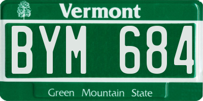 VT license plate BYM684