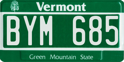 VT license plate BYM685