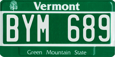 VT license plate BYM689