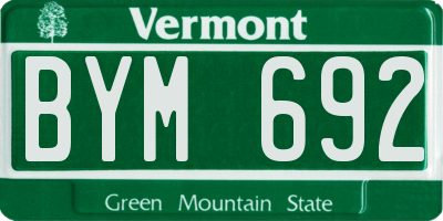 VT license plate BYM692