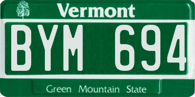 VT license plate BYM694