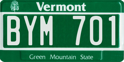 VT license plate BYM701