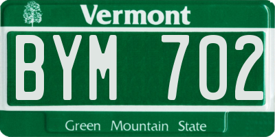 VT license plate BYM702
