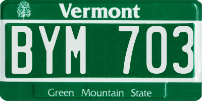 VT license plate BYM703