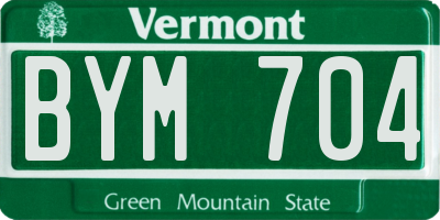 VT license plate BYM704