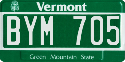 VT license plate BYM705