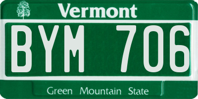 VT license plate BYM706