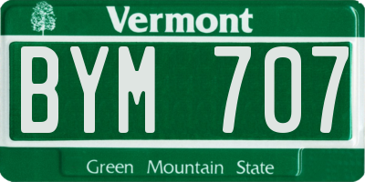 VT license plate BYM707