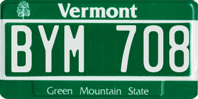 VT license plate BYM708