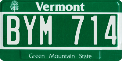 VT license plate BYM714