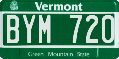 VT license plate BYM720