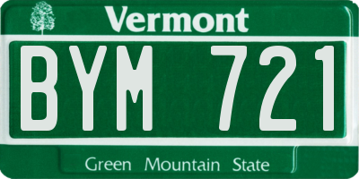 VT license plate BYM721