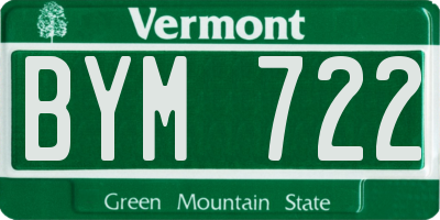 VT license plate BYM722