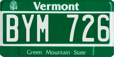 VT license plate BYM726