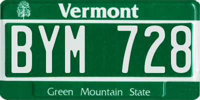 VT license plate BYM728