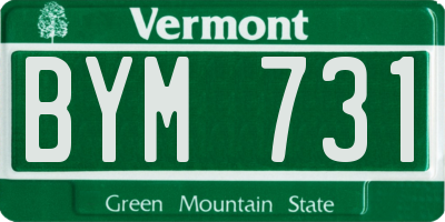 VT license plate BYM731