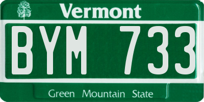 VT license plate BYM733