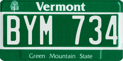 VT license plate BYM734