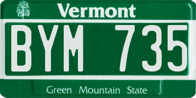 VT license plate BYM735
