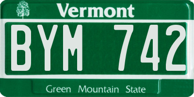 VT license plate BYM742