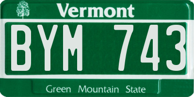 VT license plate BYM743