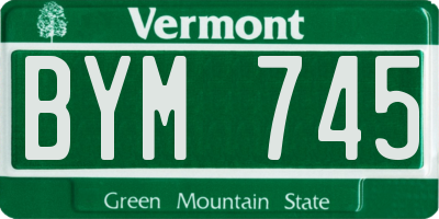VT license plate BYM745