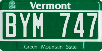 VT license plate BYM747