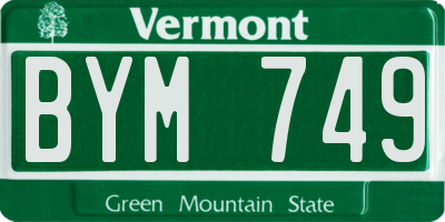 VT license plate BYM749