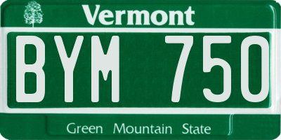 VT license plate BYM750