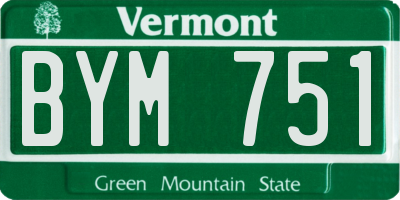 VT license plate BYM751