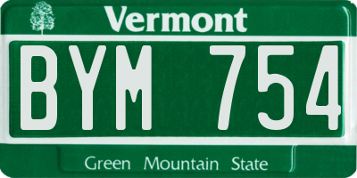 VT license plate BYM754