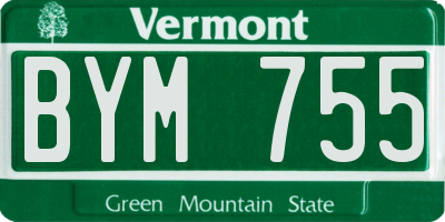 VT license plate BYM755