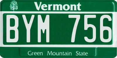 VT license plate BYM756