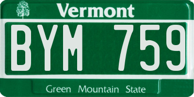 VT license plate BYM759