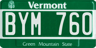 VT license plate BYM760