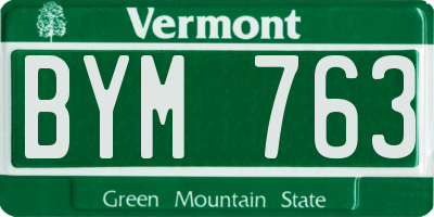 VT license plate BYM763