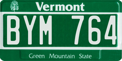 VT license plate BYM764