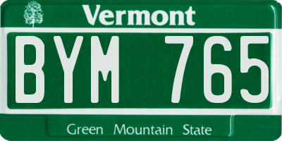 VT license plate BYM765